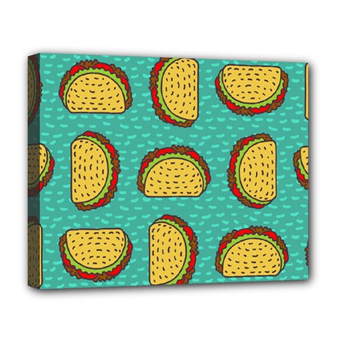 Taco Drawing Background Mexican Fast Food Pattern Deluxe Canvas 20  X 16  (stretched) by BangZart