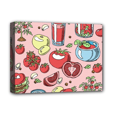 Tomato Seamless Pattern Juicy Tomatoes Food Sauce Ketchup Soup Paste With Fresh Red Vegetables Deluxe Canvas 16  X 12  (stretched)  by BangZart