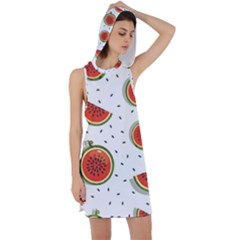 Seamless-background-pattern-with-watermelon-slices Racer Back Hoodie Dress by BangZart