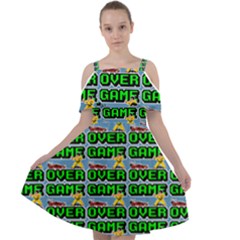 Game Over Karate And Gaming - Pixel Martial Arts Cut Out Shoulders Chiffon Dress by DinzDas
