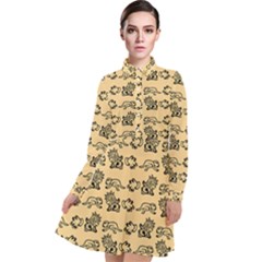 Inka Cultur Animal - Animals And Occult Religion Long Sleeve Chiffon Shirt Dress by DinzDas
