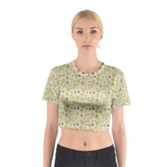 Abstract Flowers And Circle Cotton Crop Top by DinzDas