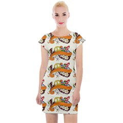 Love And Flowers And Peace Fo All Hippies Cap Sleeve Bodycon Dress by DinzDas