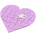 White Polka Dot Pastel Purple Background, pink color vintage dotted pattern Wooden Puzzle Heart View2