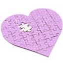 White Polka Dot Pastel Purple Background, pink color vintage dotted pattern Wooden Puzzle Heart View3