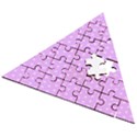 White Polka Dot Pastel Purple Background, pink color vintage dotted pattern Wooden Puzzle Triangle View2