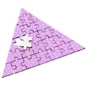 White Polka Dot Pastel Purple Background, pink color vintage dotted pattern Wooden Puzzle Triangle View3