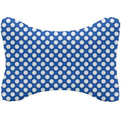 Pastel Blue, White Polka Dots Pattern, Retro, Classic Dotted Theme Seat Head Rest Cushion by Casemiro