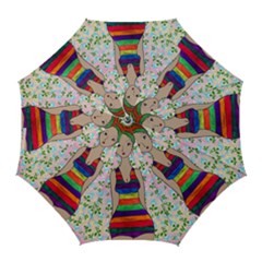 Tan Swimmer Flowerwall Golf Umbrellas by snowwhitegirl