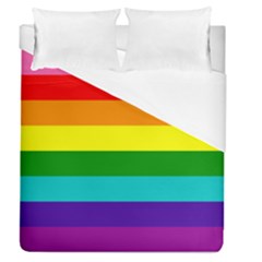 Original 8 Stripes Lgbt Pride Rainbow Flag Duvet Cover (queen Size) by yoursparklingshop
