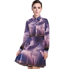 Spark Long Sleeve Chiffon Shirt Dress by Sparkle
