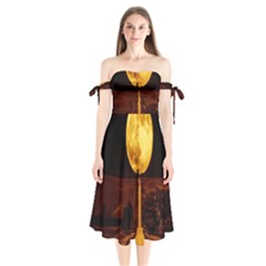 Moon Road Shoulder Tie Bardot Midi Dress by Sparkle