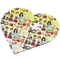 Kawaii Collage Yellow  Ombre Wooden Puzzle Heart View2