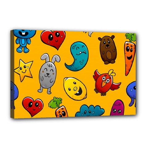 Graffiti Characters Seamless Ornament Canvas 18  X 12  (stretched) by Amaryn4rt