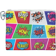 Pop Art Comic Vector Speech Cartoon Bubbles Popart Style With Humor Text Boom Bang Bubbling Expressi Canvas Cosmetic Bag (xxxl) by Amaryn4rt