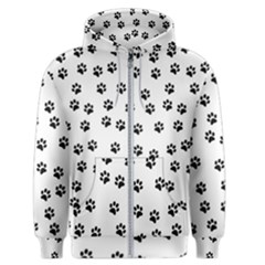 Dog Paws Pattern, Black And White Vector Illustration, Animal Love Theme Men s Zipper Hoodie by Casemiro