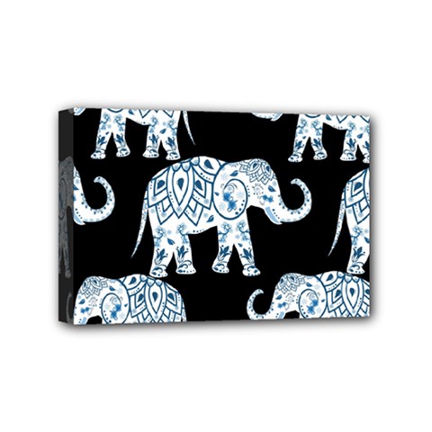 Elephant-pattern-background Mini Canvas 6  X 4  (stretched) by Sobalvarro