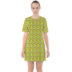 Lemon And Yellow Sixties Short Sleeve Mini Dress by Sparkle