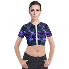 Abstract Atom Background Short Sleeve Cropped Jacket by Mariart