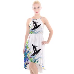 Nature Surfing High-low Halter Chiffon Dress  by Sparkle