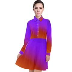 Violet Orange Long Sleeve Chiffon Shirt Dress by Sparkle