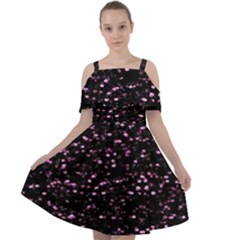 Digital Polka Cut Out Shoulders Chiffon Dress by Sparkle