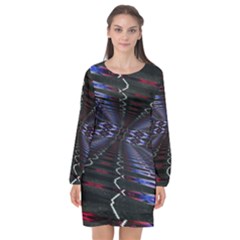 Digital Room Long Sleeve Chiffon Shift Dress  by Sparkle