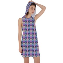 Pink And Blue Racer Back Hoodie Dress by Sparkle