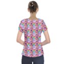 Blue Haired Girl Pattern Pink Short Sleeve Front Detail Top View2