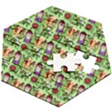 Purple Glasses Girl Pattern Green Wooden Puzzle Hexagon View2