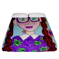 Purple Glasses Girl Wall Fitted Sheet (queen Size) by snowwhitegirl
