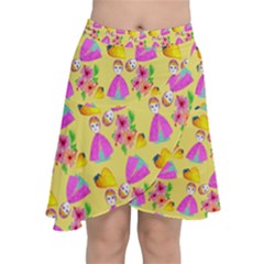 Girl With Hood Cape Heart Lemon Pattern Yellow Chiffon Wrap Front Skirt by snowwhitegirl