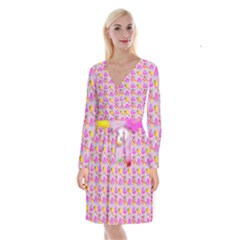 Girl With Hood Cape Heart Lemon Pattern Lilac Long Sleeve Velvet Front Wrap Dress by snowwhitegirl