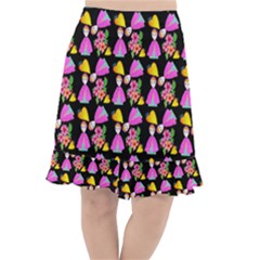 Girl With Hood Cape Heart Lemon Pattern Black Fishtail Chiffon Skirt by snowwhitegirl