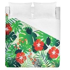 Tropical Leaf Flower Digital Duvet Cover (queen Size) by Mariart