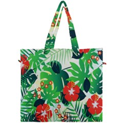 Tropical Leaf Flower Digital Canvas Travel Bag by Mariart
