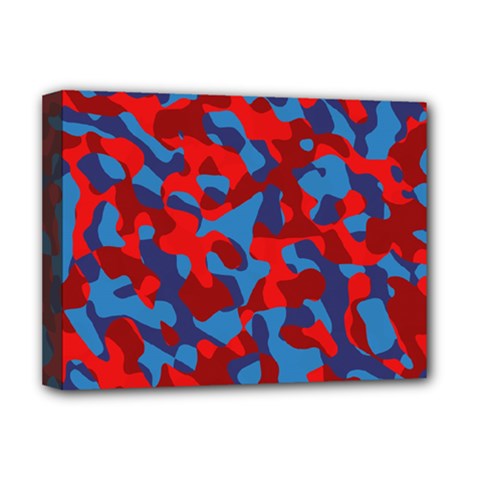 Red And Blue Camouflage Pattern Deluxe Canvas 16  X 12  (stretched)  by SpinnyChairDesigns