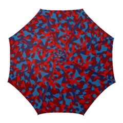 Red And Blue Camouflage Pattern Golf Umbrellas by SpinnyChairDesigns