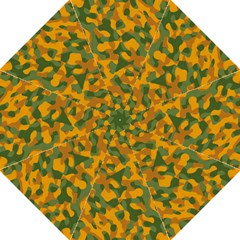 Green And Orange Camouflage Pattern Folding Umbrellas by SpinnyChairDesigns