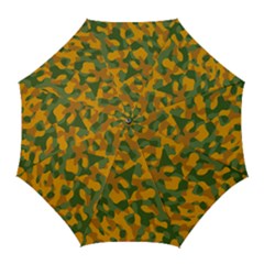 Green And Orange Camouflage Pattern Golf Umbrellas by SpinnyChairDesigns
