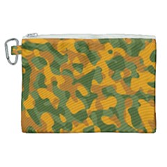 Green And Orange Camouflage Pattern Canvas Cosmetic Bag (xl) by SpinnyChairDesigns