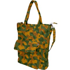 Green And Orange Camouflage Pattern Shoulder Tote Bag by SpinnyChairDesigns