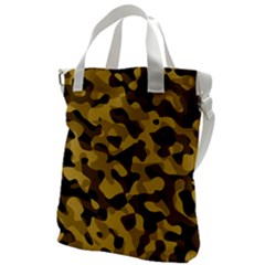 Black Yellow Brown Camouflage Pattern Canvas Messenger Bag by SpinnyChairDesigns