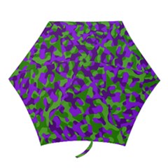 Purple And Green Camouflage Mini Folding Umbrellas by SpinnyChairDesigns