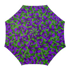 Purple And Green Camouflage Golf Umbrellas by SpinnyChairDesigns