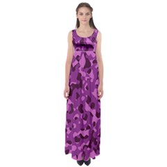 Dark Purple Camouflage Pattern Empire Waist Maxi Dress by SpinnyChairDesigns