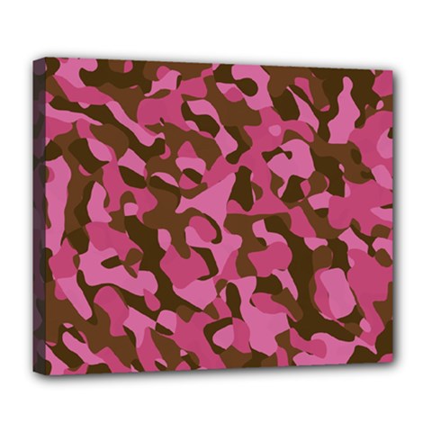 Pink And Brown Camouflage Deluxe Canvas 24  X 20  (stretched) by SpinnyChairDesigns