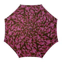 Pink And Brown Camouflage Golf Umbrellas by SpinnyChairDesigns