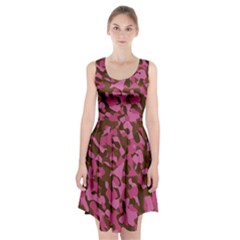 Pink And Brown Camouflage Racerback Midi Dress by SpinnyChairDesigns