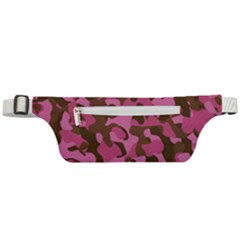 Pink And Brown Camouflage Active Waist Bag by SpinnyChairDesigns